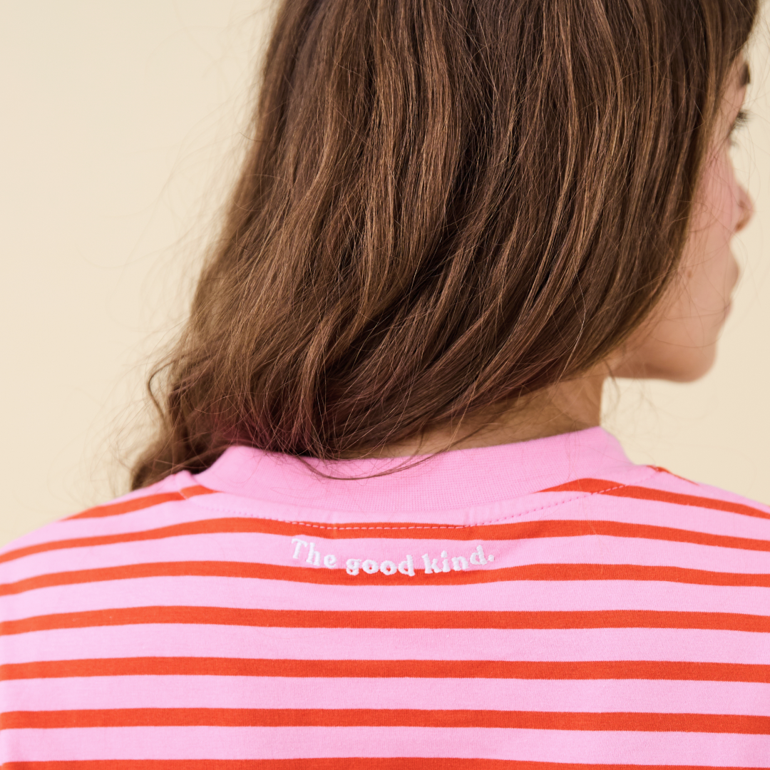 Langarmshirt Gestreift aus Bio-Baumwolle in Pink/Rot