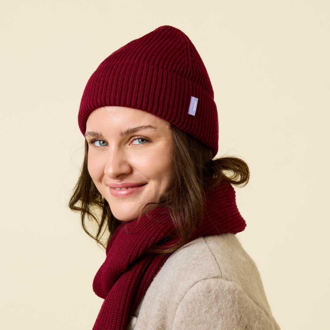 Beanie aus Merinowolle - Bordeaux