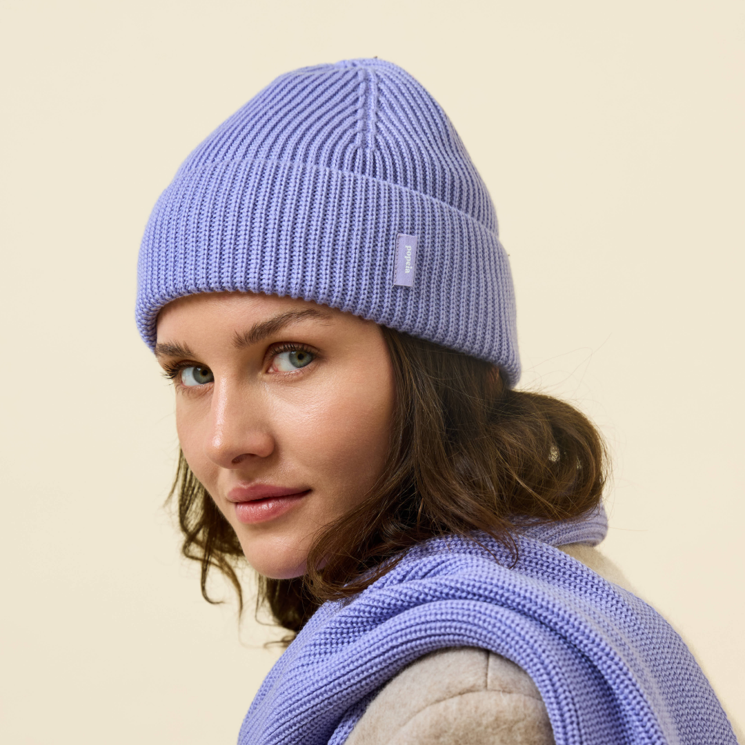 Beanie aus Merinowolle - Lila