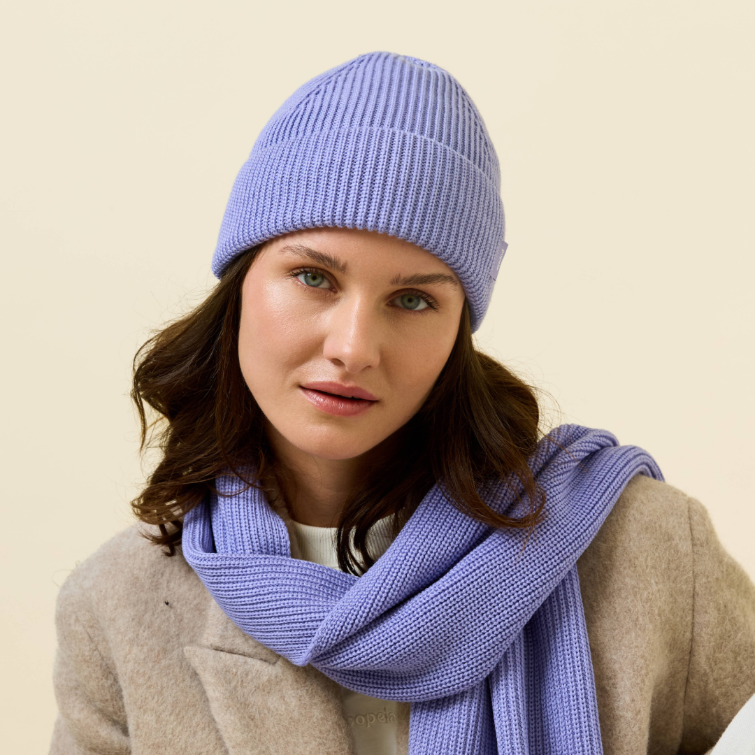 Beanie aus Merinowolle - Lila
