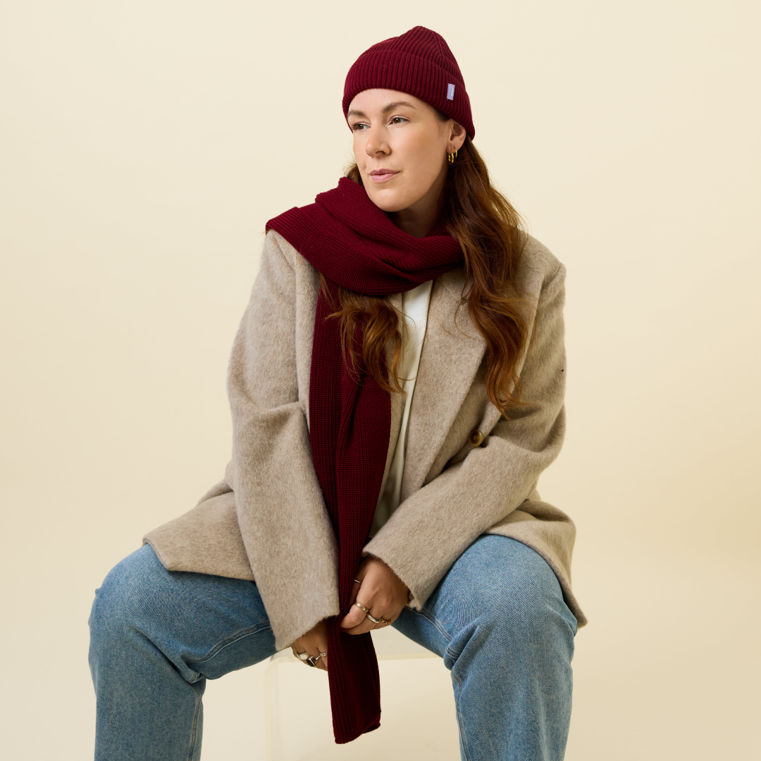 Beanie & Scarf Set - Bordeaux