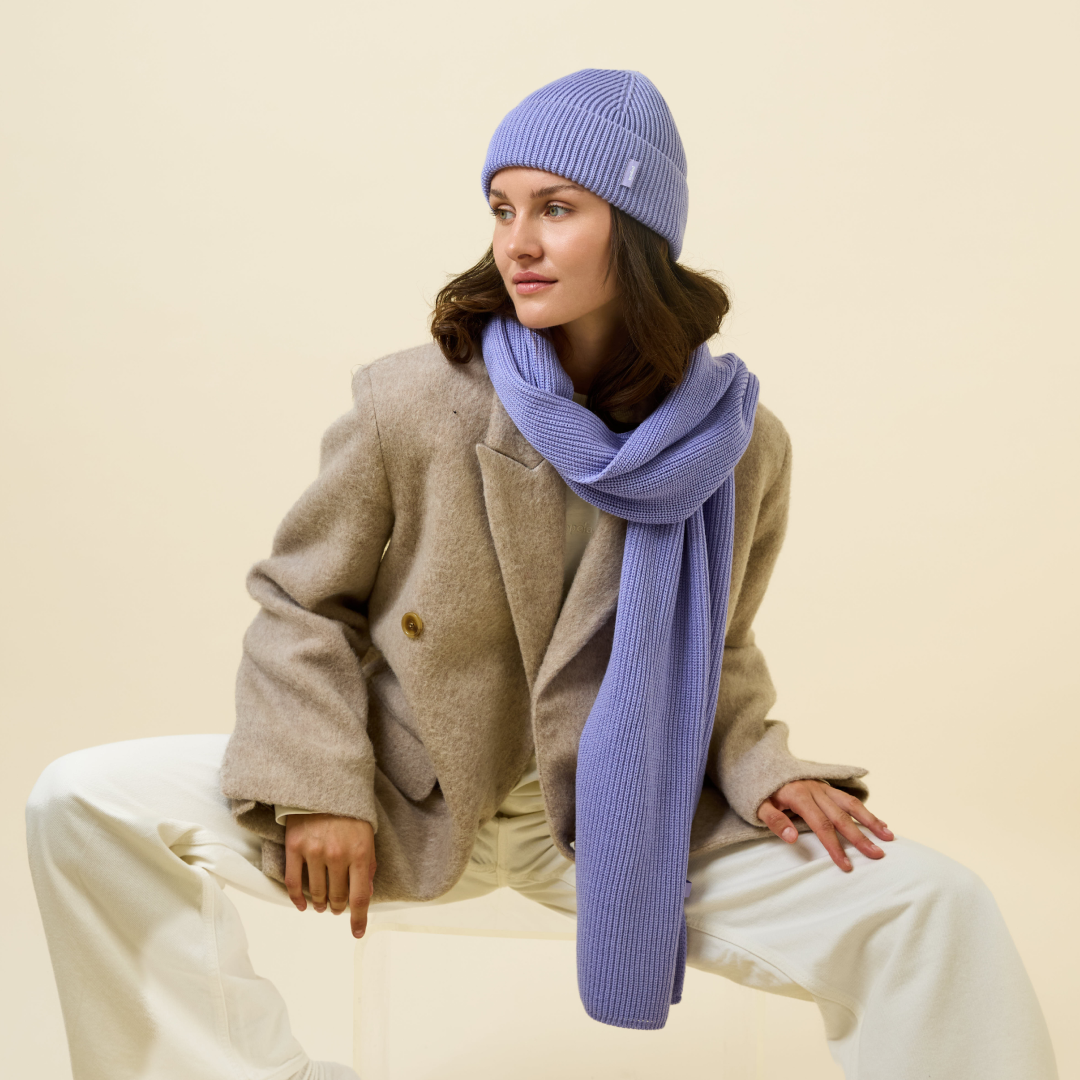 Beanie & Schal im Set - Lila