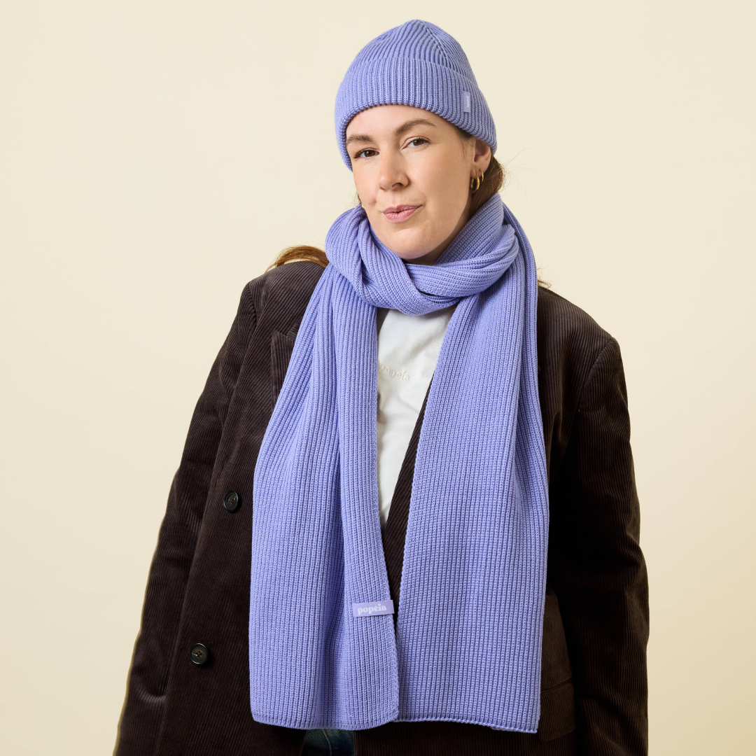 Beanie & Schal im Set - Lila