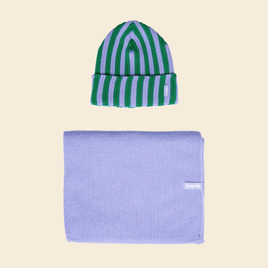 Special Beanie & Schal im Set - Lila