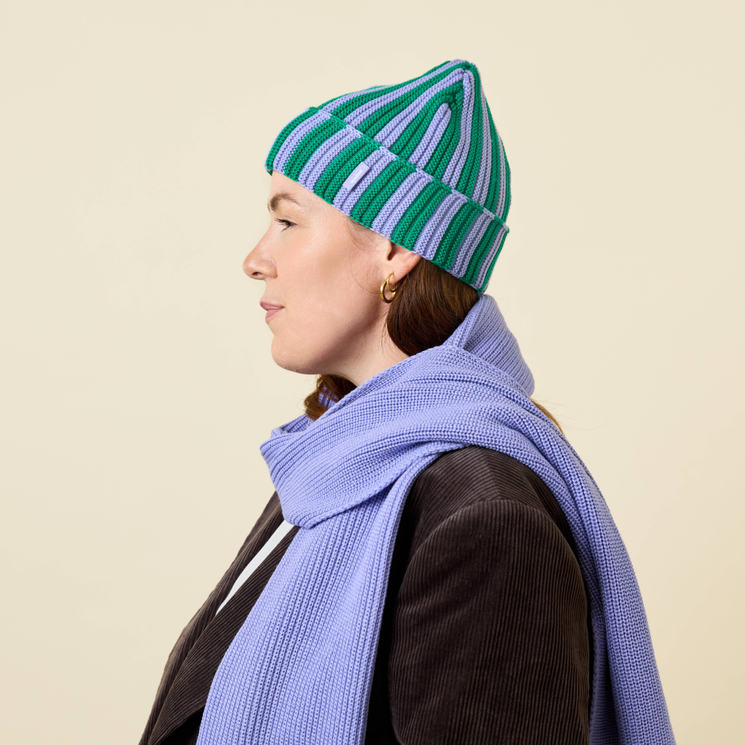 Special Beanie & Schal im Set - Lila