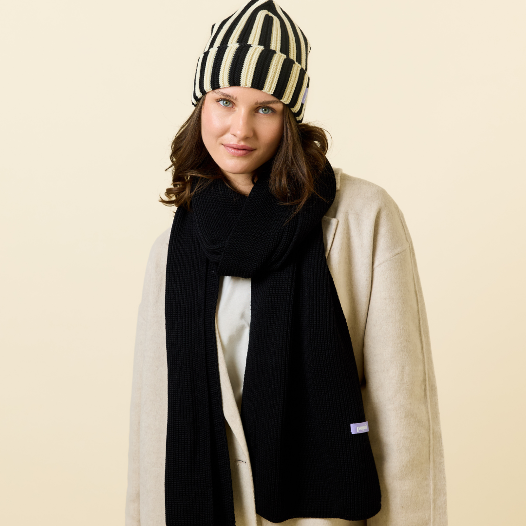 Special Beanie & Schal im Set - Schwarz