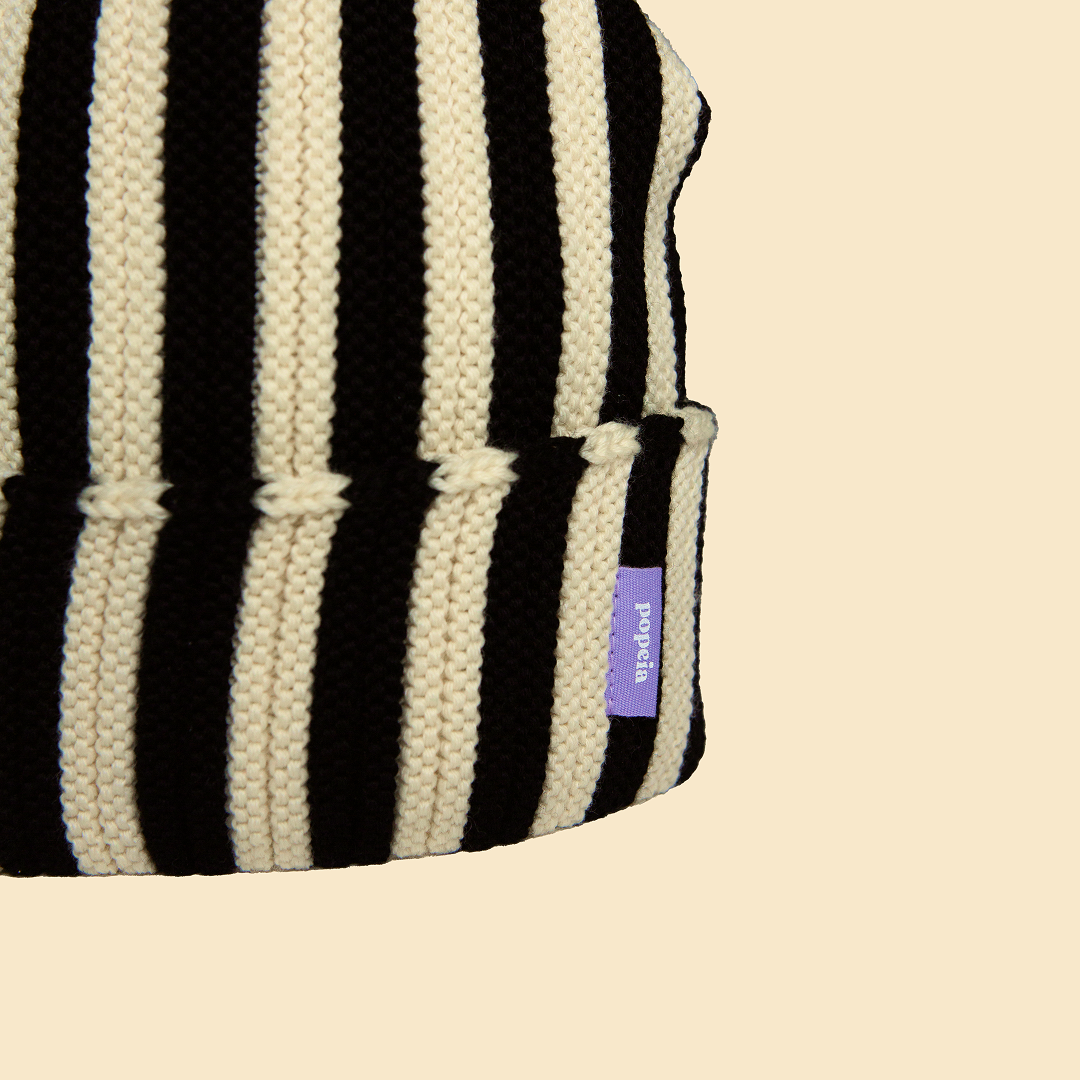 Special Beanie aus Merinowolle - Schwarz/Weiß