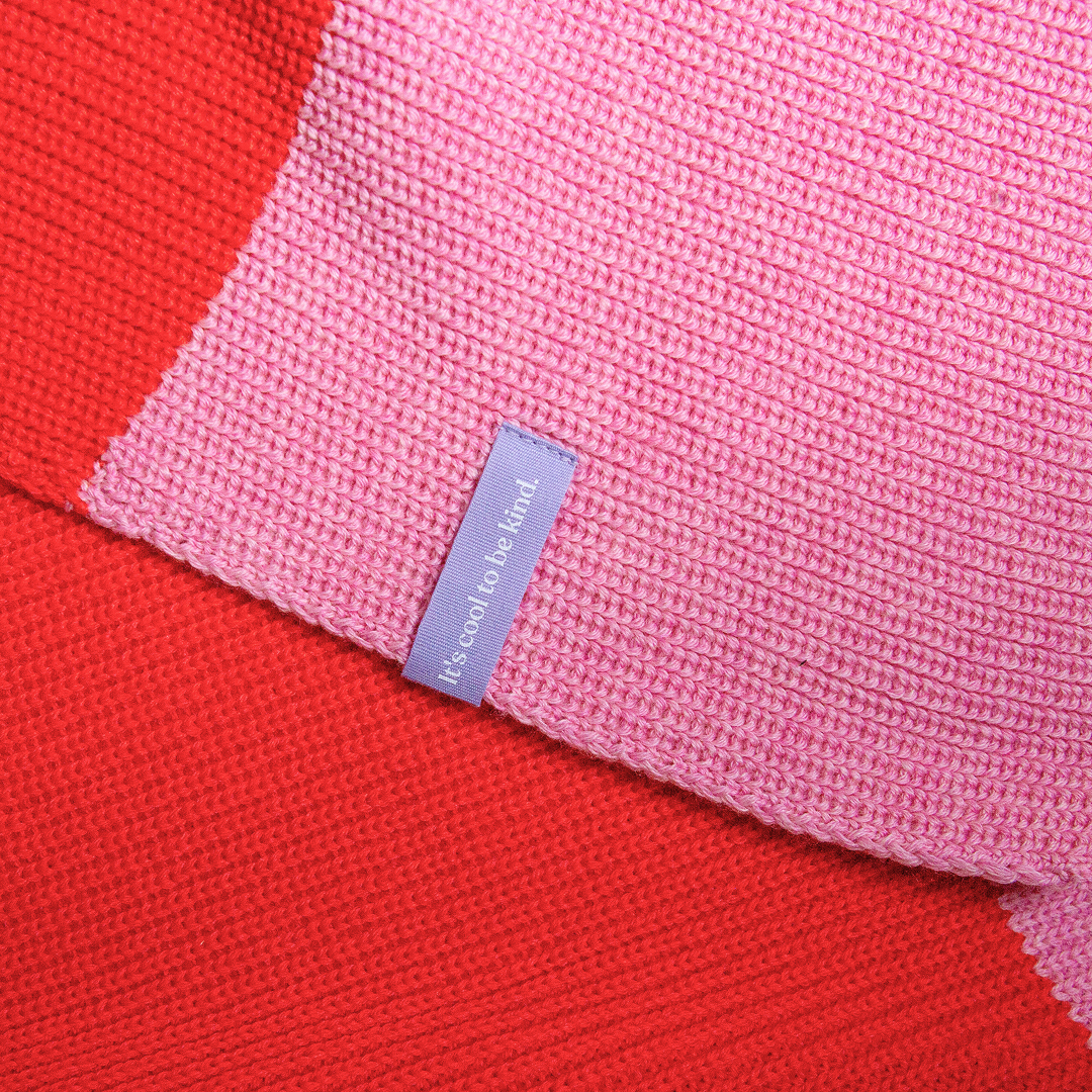 Gestreifter Schal aus Merinowolle - Pink/Rot