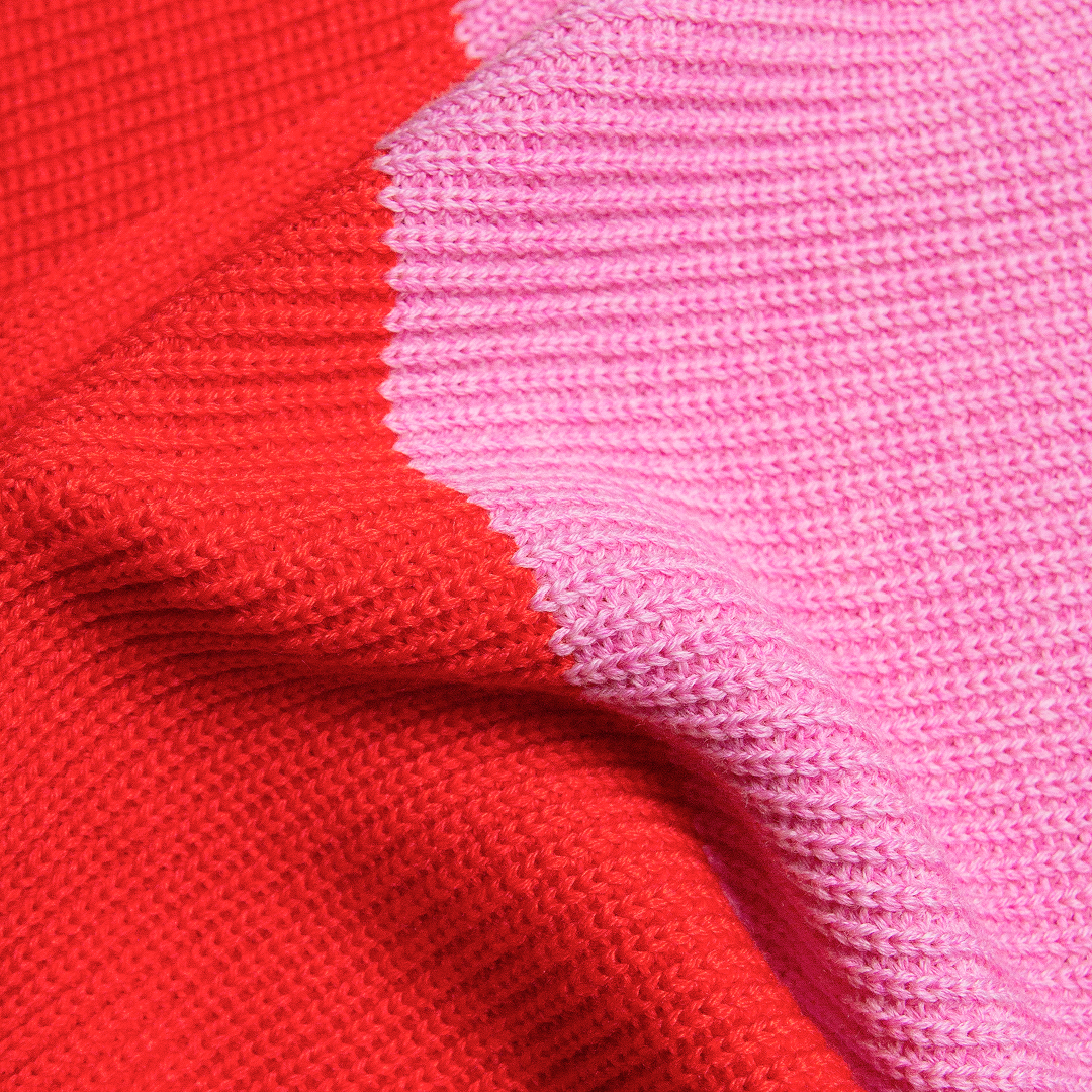 Gestreifter Schal aus Merinowolle - Pink/Rot