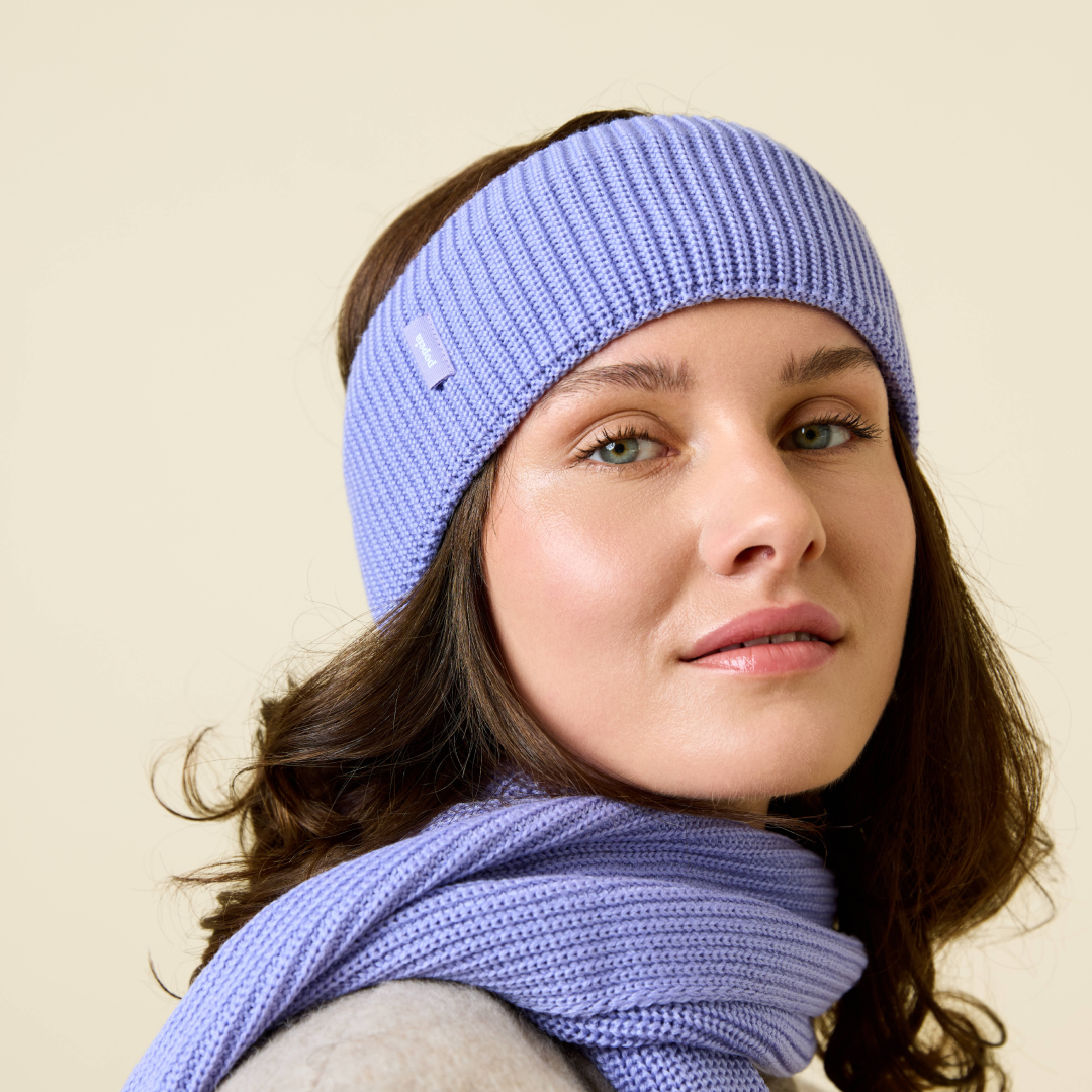 Stirnband aus Merinowolle - Lila