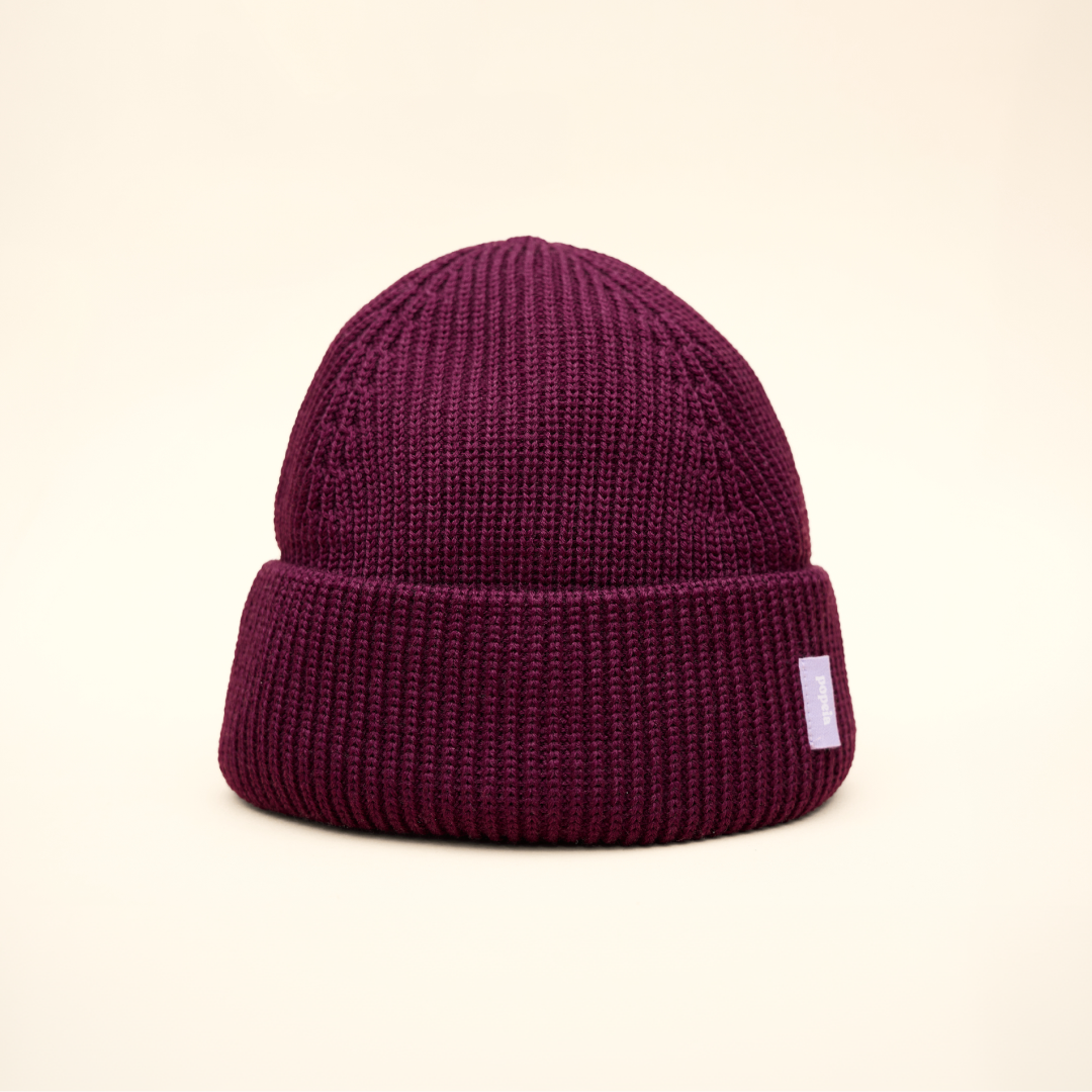 Beanie & Schal im Set - Aubergine