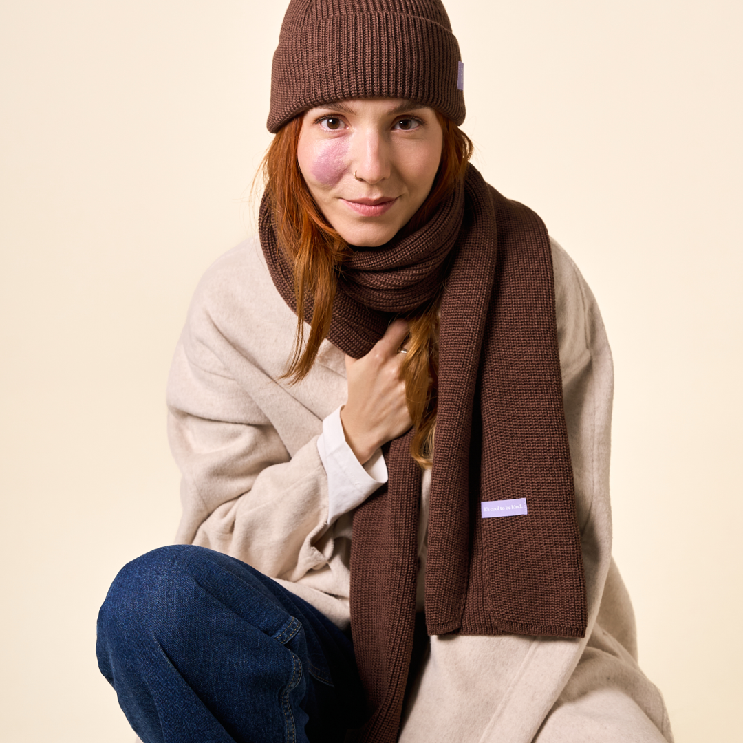 Beanie & Scarf Set - Dark Brown