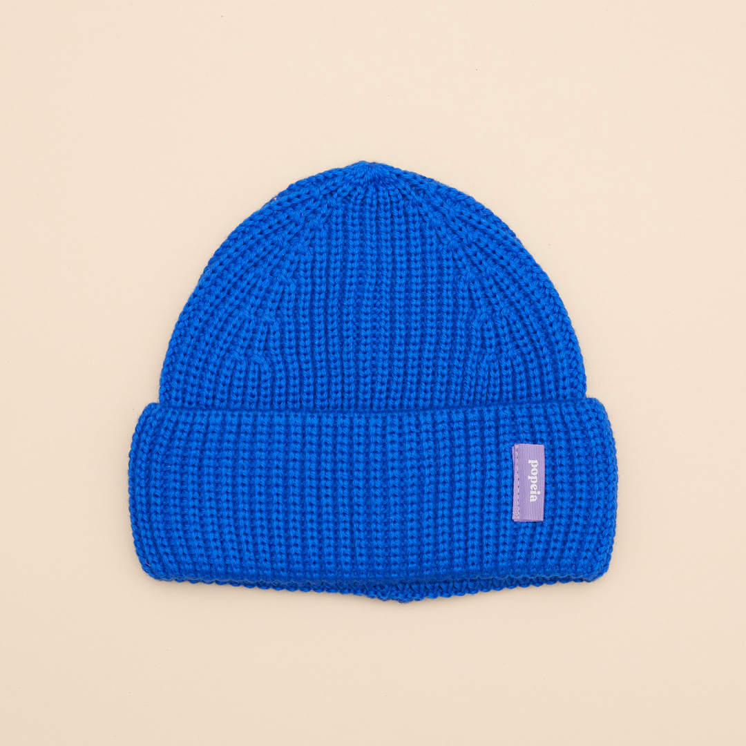 Baby Beanie aus Merinowolle in Königsblau
