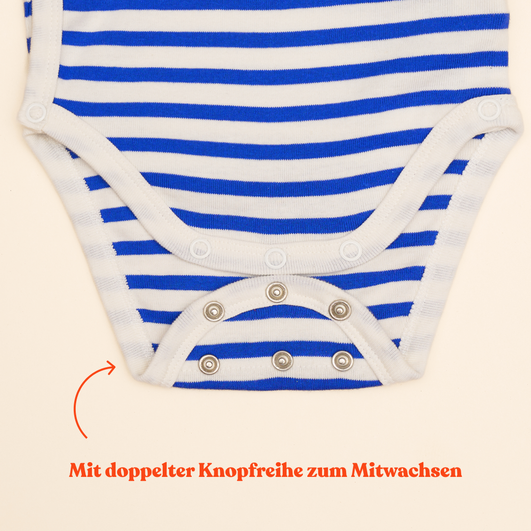 Baby Body Gestreift aus Bio-Baumwolle in Königsblau/Off-White