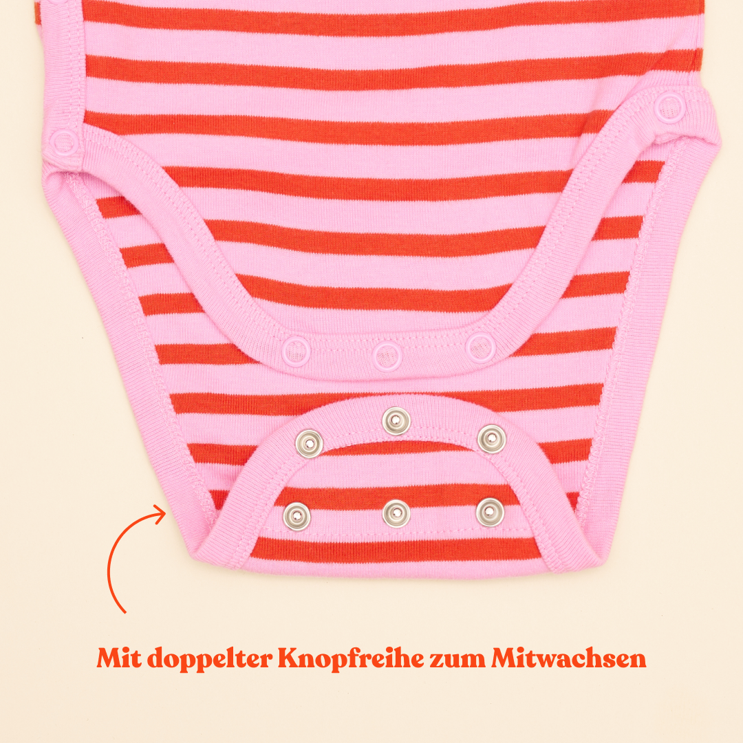 Baby Body Gestreift aus Bio-Baumwolle in Pink/Rot