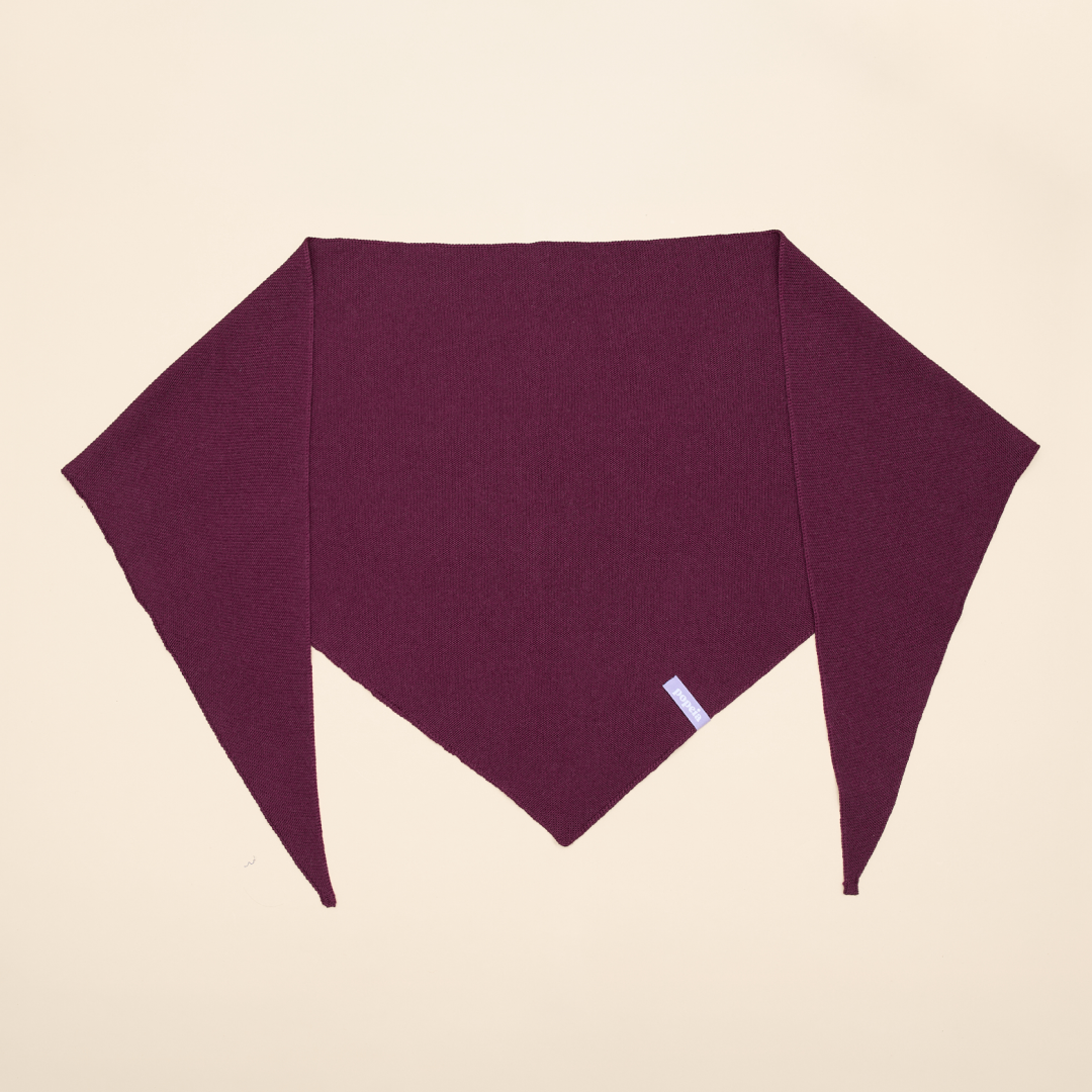 Dreiecks-Schal aus Merinowolle in Aubergine