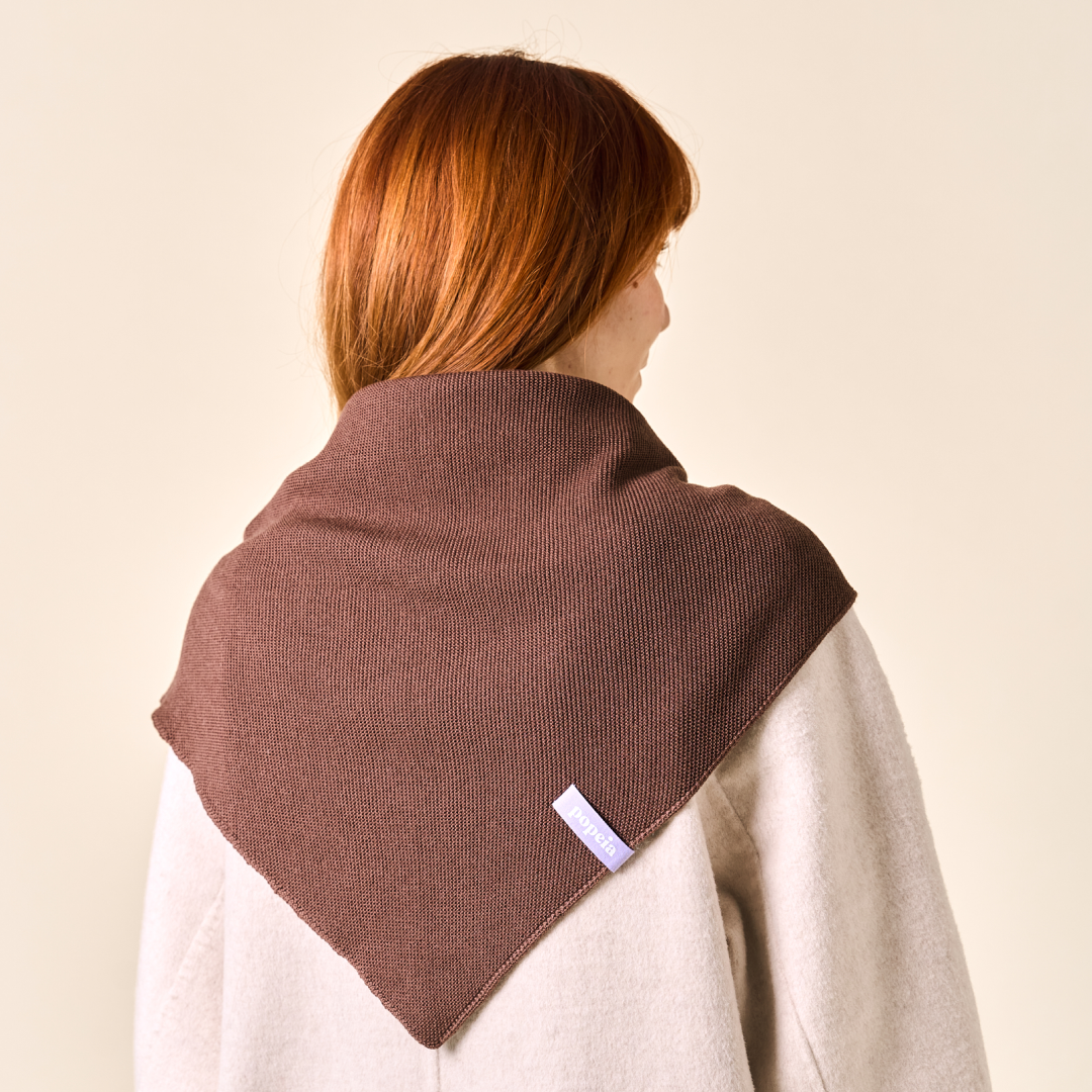 Merino Wool Triangle Scarf in Dark Brown