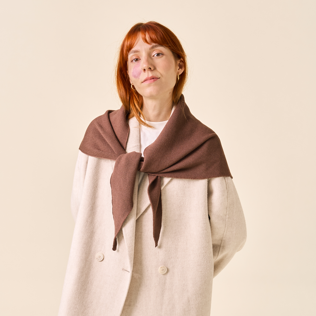 Merino Wool Triangle Scarf in Dark Brown