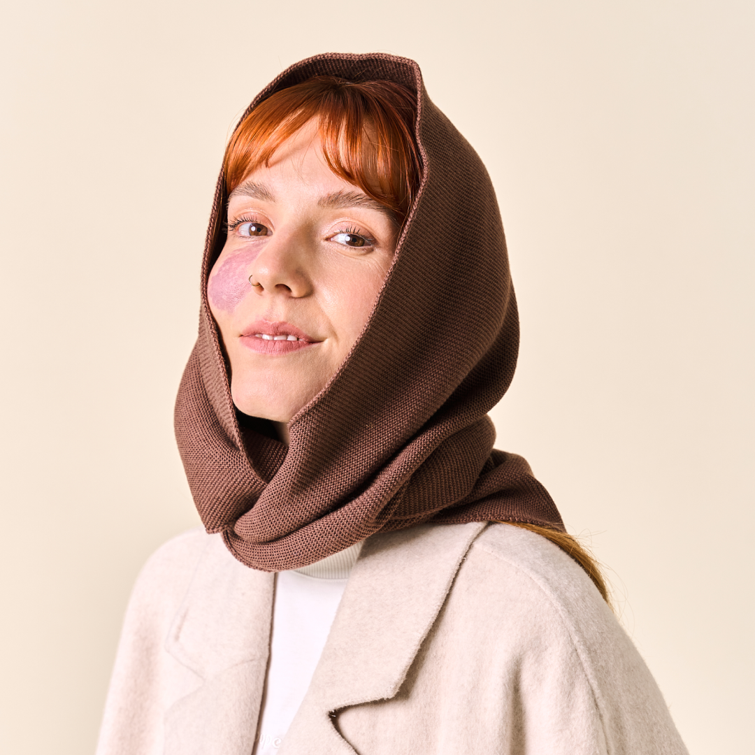 Merino Wool Triangle Scarf in Dark Brown