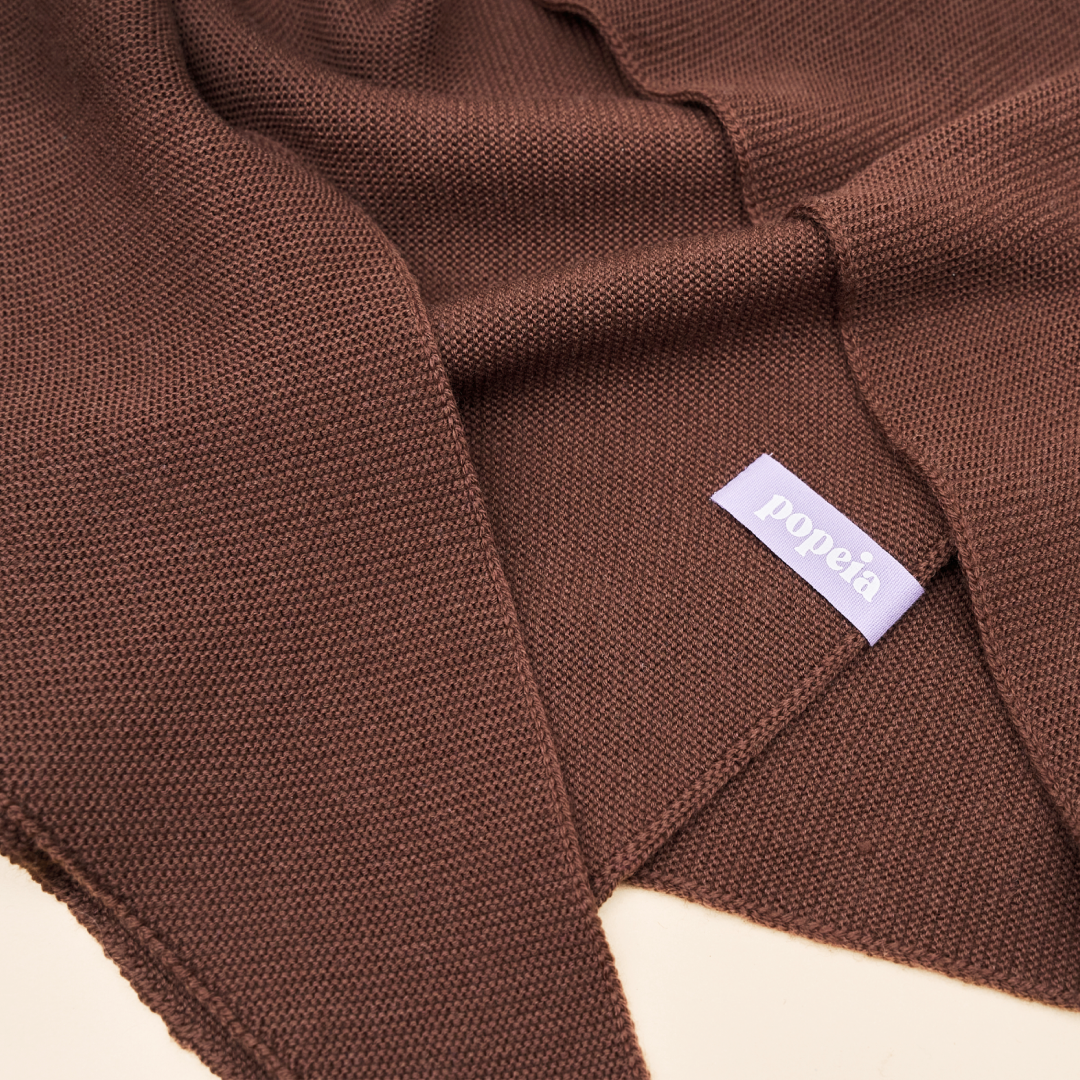 Merino Wool Triangle Scarf in Dark Brown