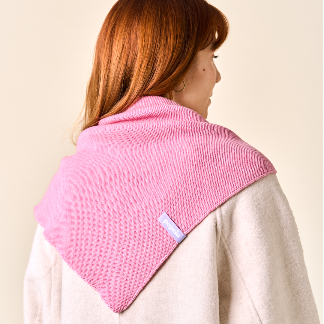 Merino Wool Triangle Scarf in Pink