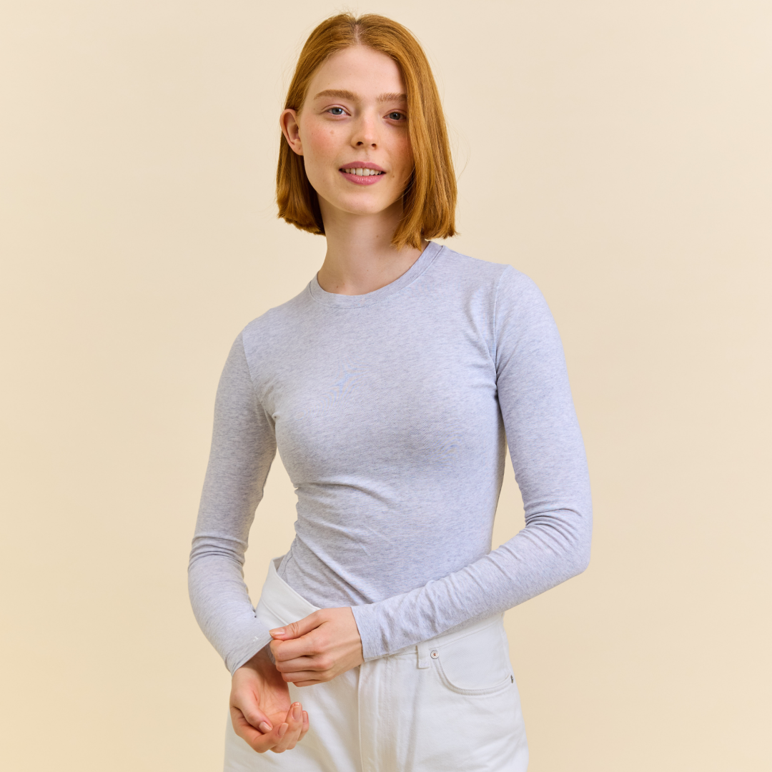 Tight Organic Cotton Long Sleeve Shirt in Grey