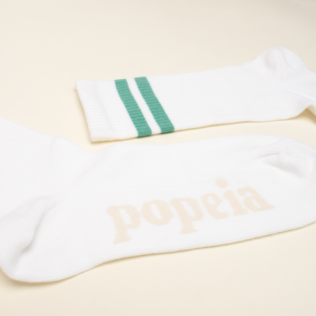 The Tennis - Socken aus Bio-Baumwolle mit Grünen Streifen