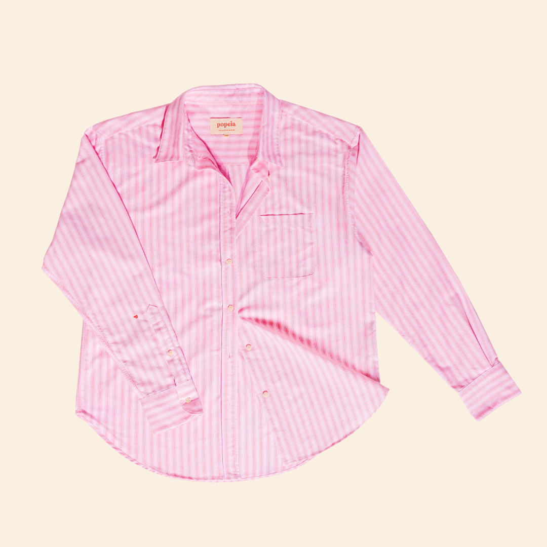 Organic Cotton Shirt (Striped) in Pink/Red