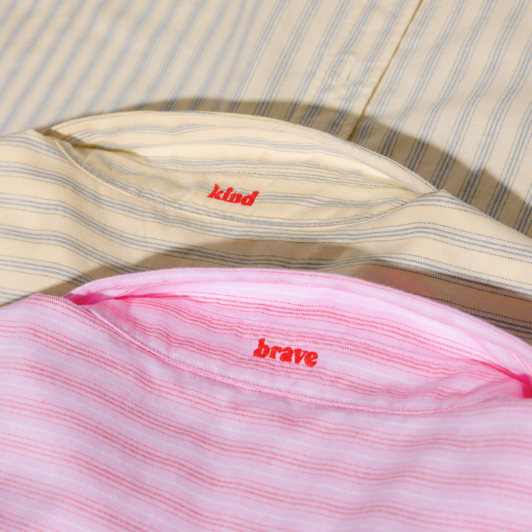 Hemdbluse Gestreift aus Bio-Baumwolle in Pink/Rot