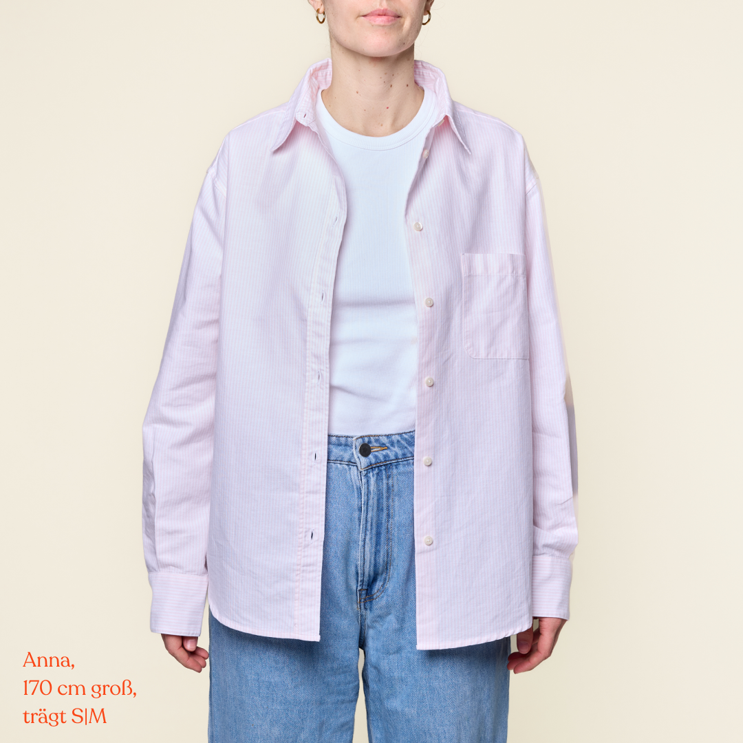 Hemdbluse Set Gestreift in Pink/Weiß