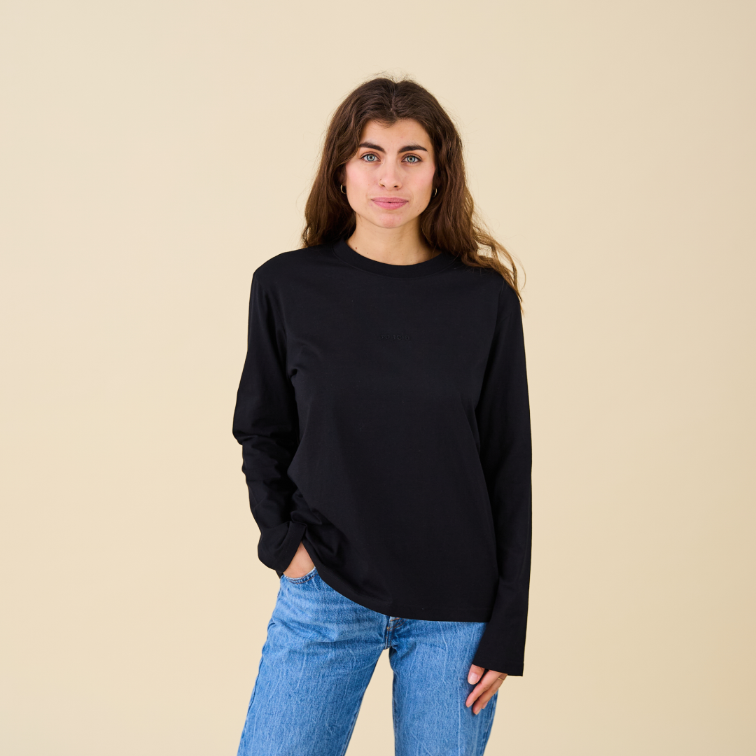 Langarmshirt aus Bio-Baumwolle in Schwarz