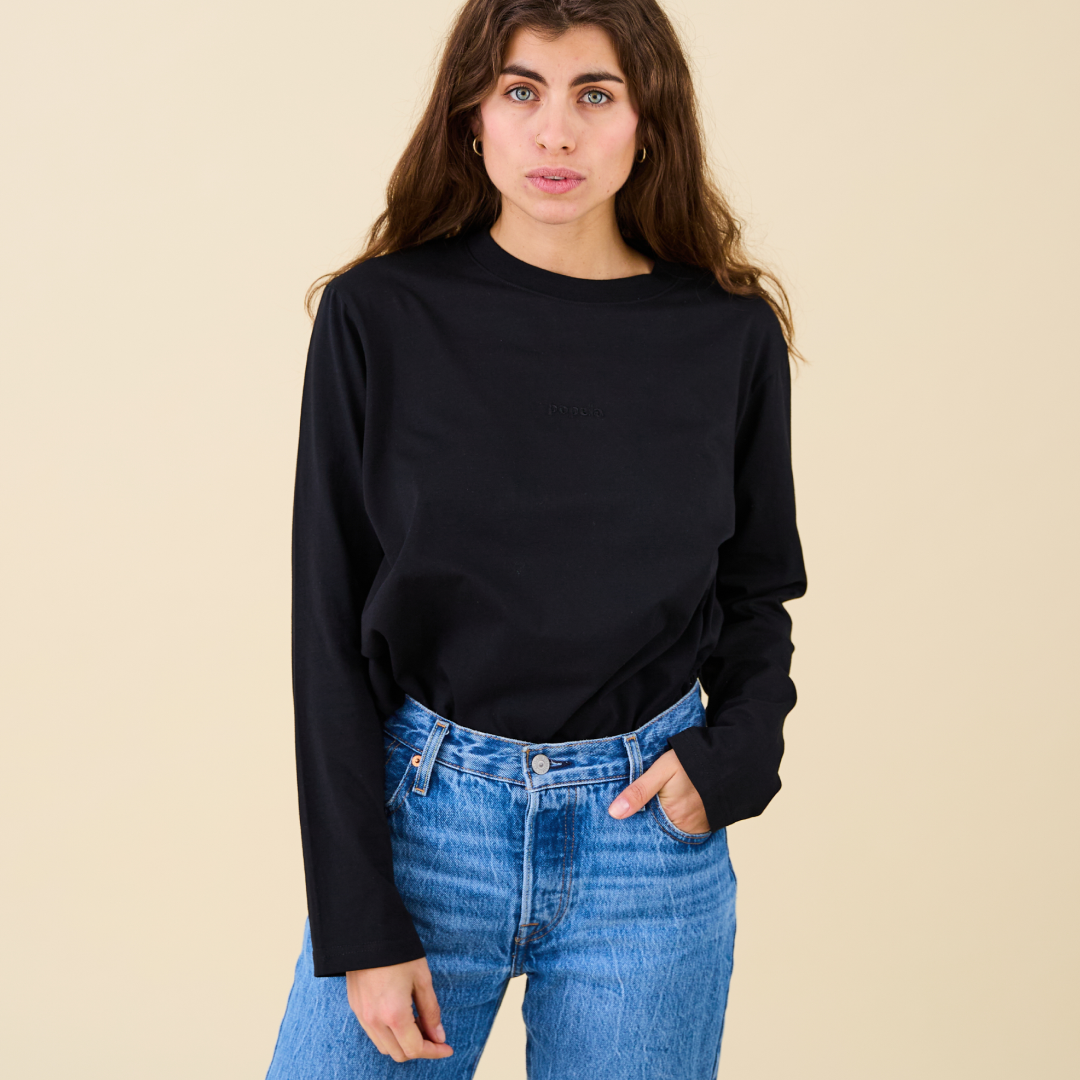 Langarmshirt aus Bio-Baumwolle in Schwarz (100% off)