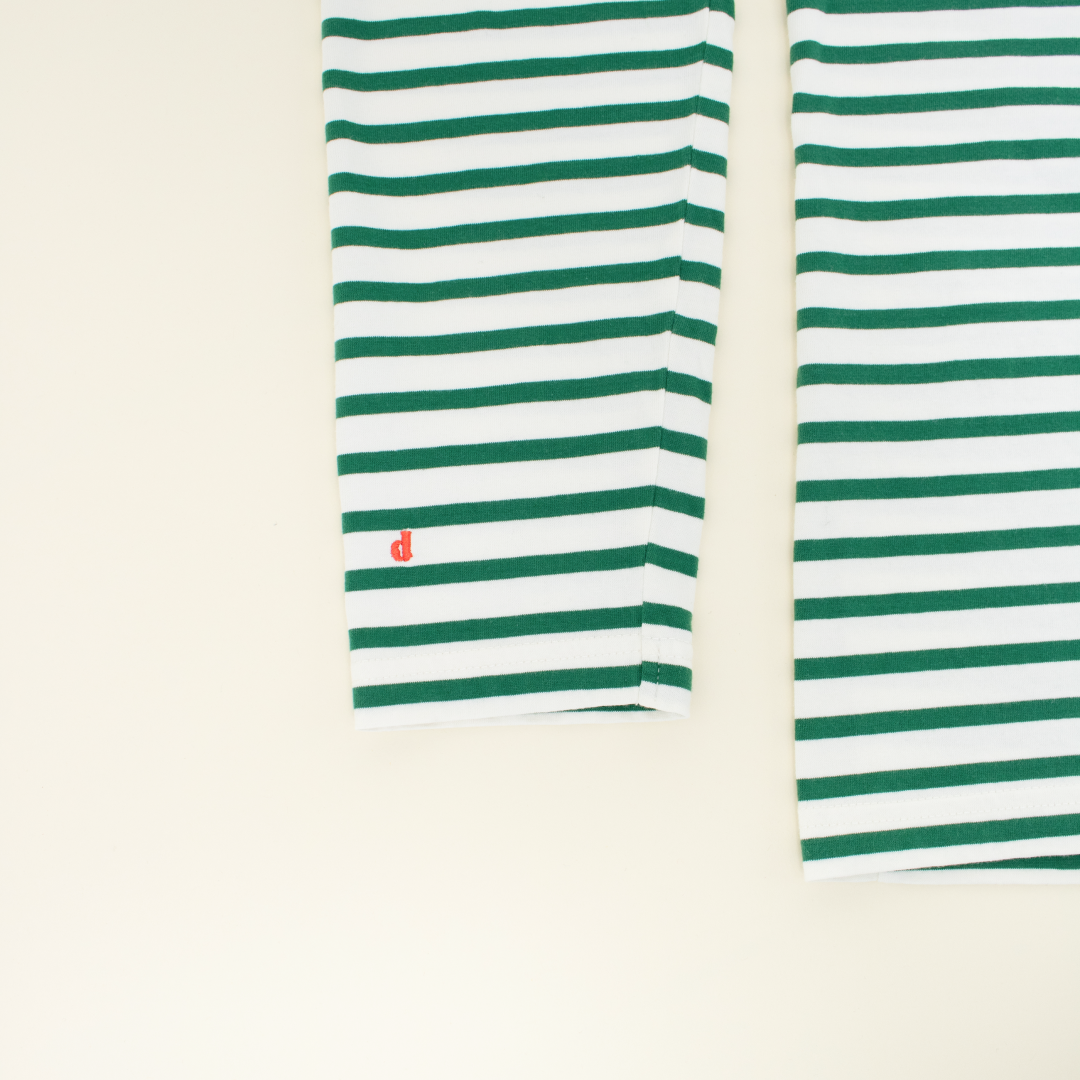 Langarmshirt Gestreift aus Bio-Baumwolle in Grün/Weiß