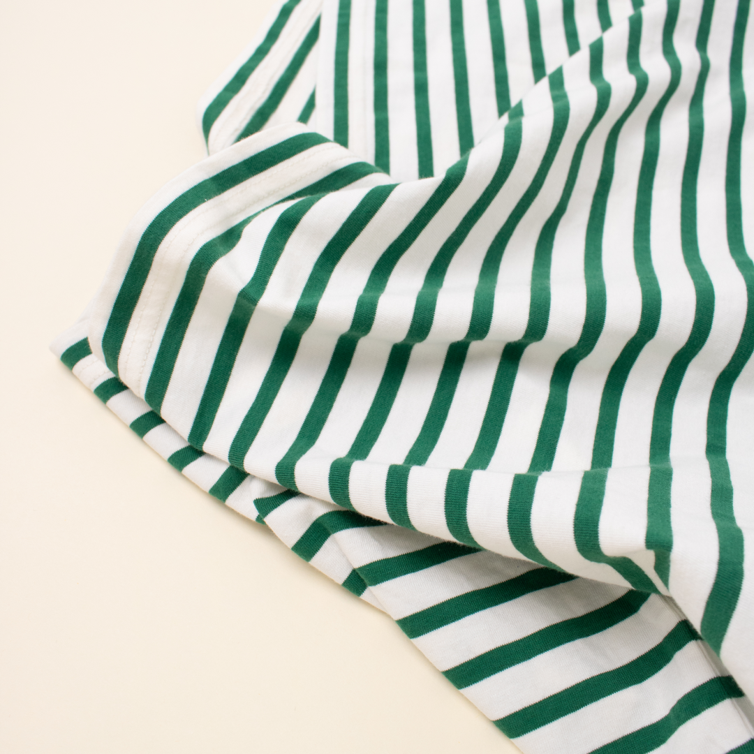 Langarmshirt Gestreift aus Bio-Baumwolle in Grün/Weiß