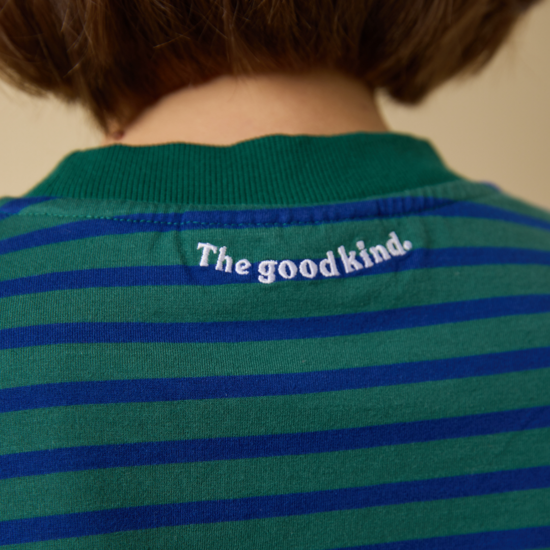 Striped Long Sleeve Shirt Set in Dark Green/Blue