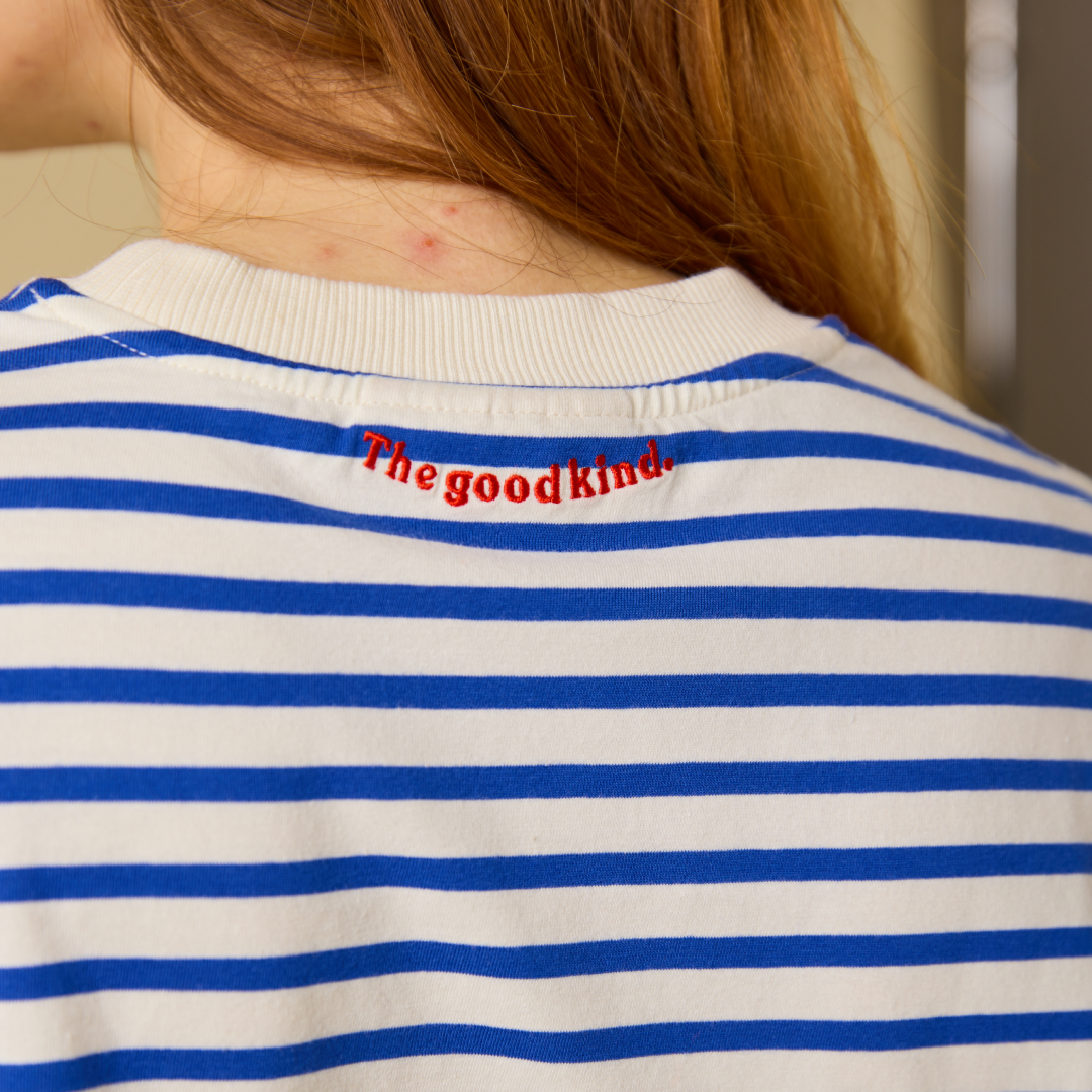 Langarmshirt Gestreift aus Bio-Baumwolle in Königsblau/Off-White