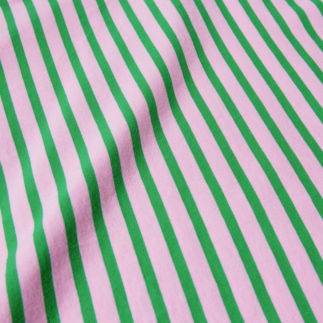 Organic Cotton Long Sleeve Shirt (Striped) in Pink/Green