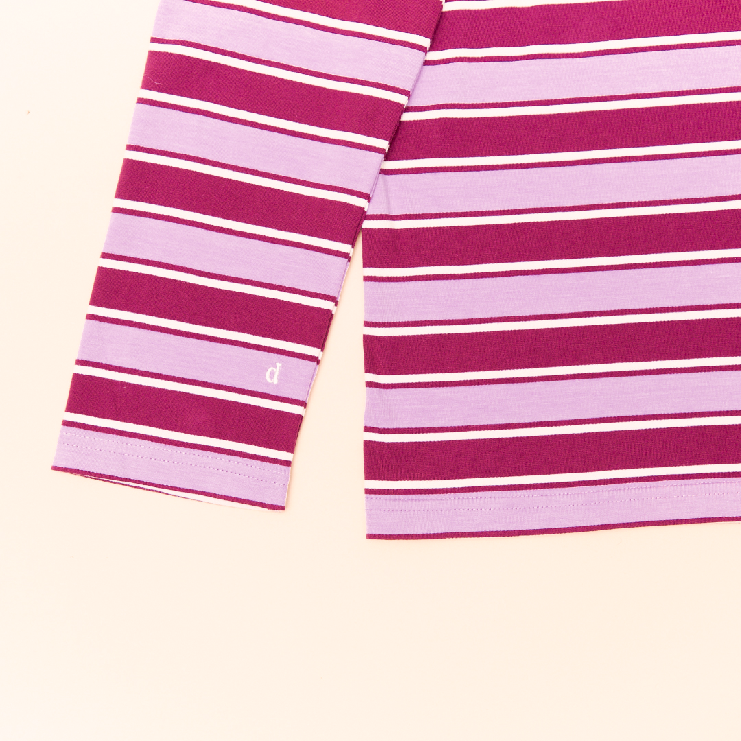 Langarmshirt Gestreift aus Bio-Baumwolle in Aubergine/Pink