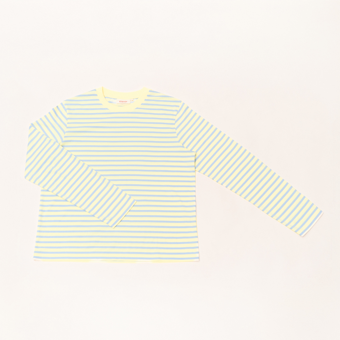 Langarmshirt Gestreift aus Bio-Baumwolle in Gelb/Hellblau