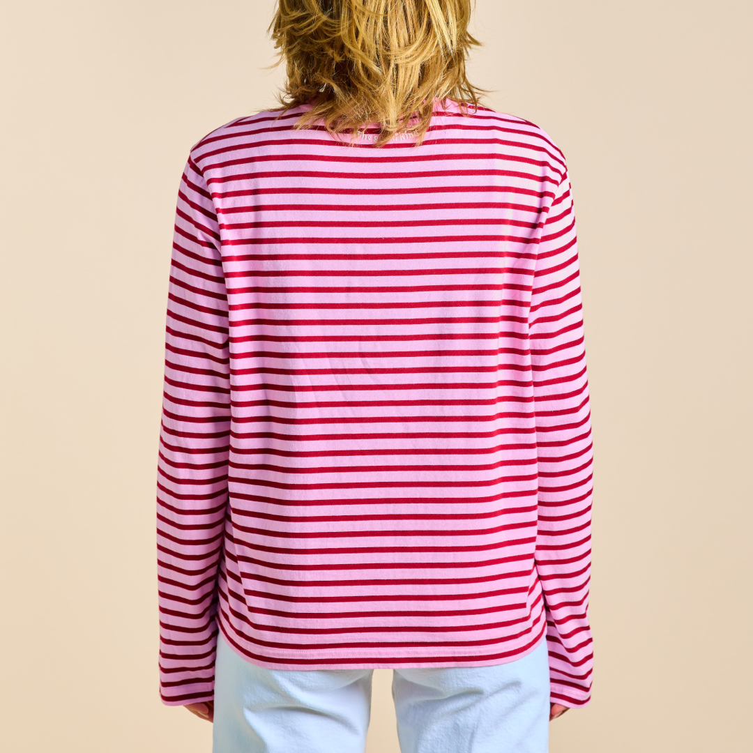 Langarmshirt Gestreift aus Bio-Baumwolle in Pink/Bordeaux
