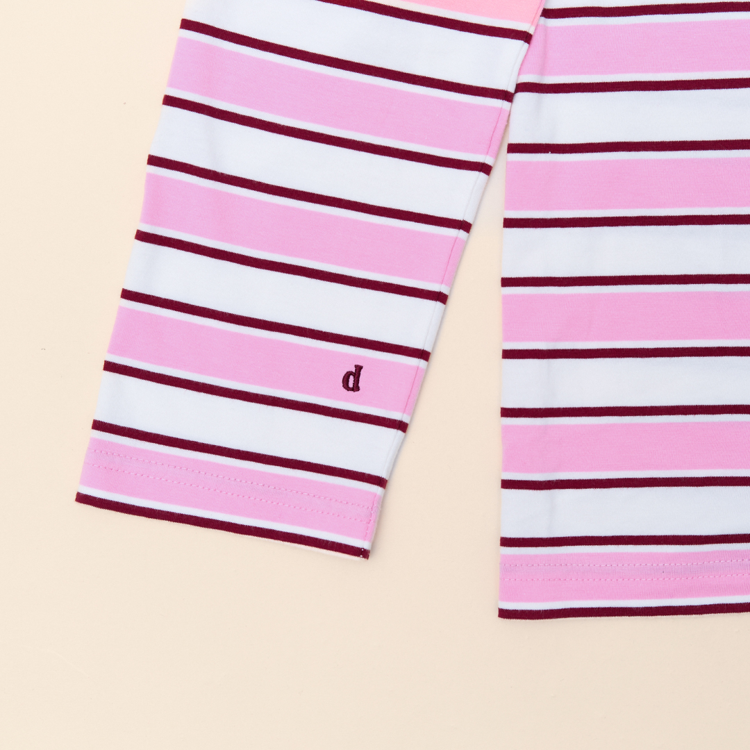 Langarmshirt Gestreift aus Bio-Baumwolle in Weiß/Pink