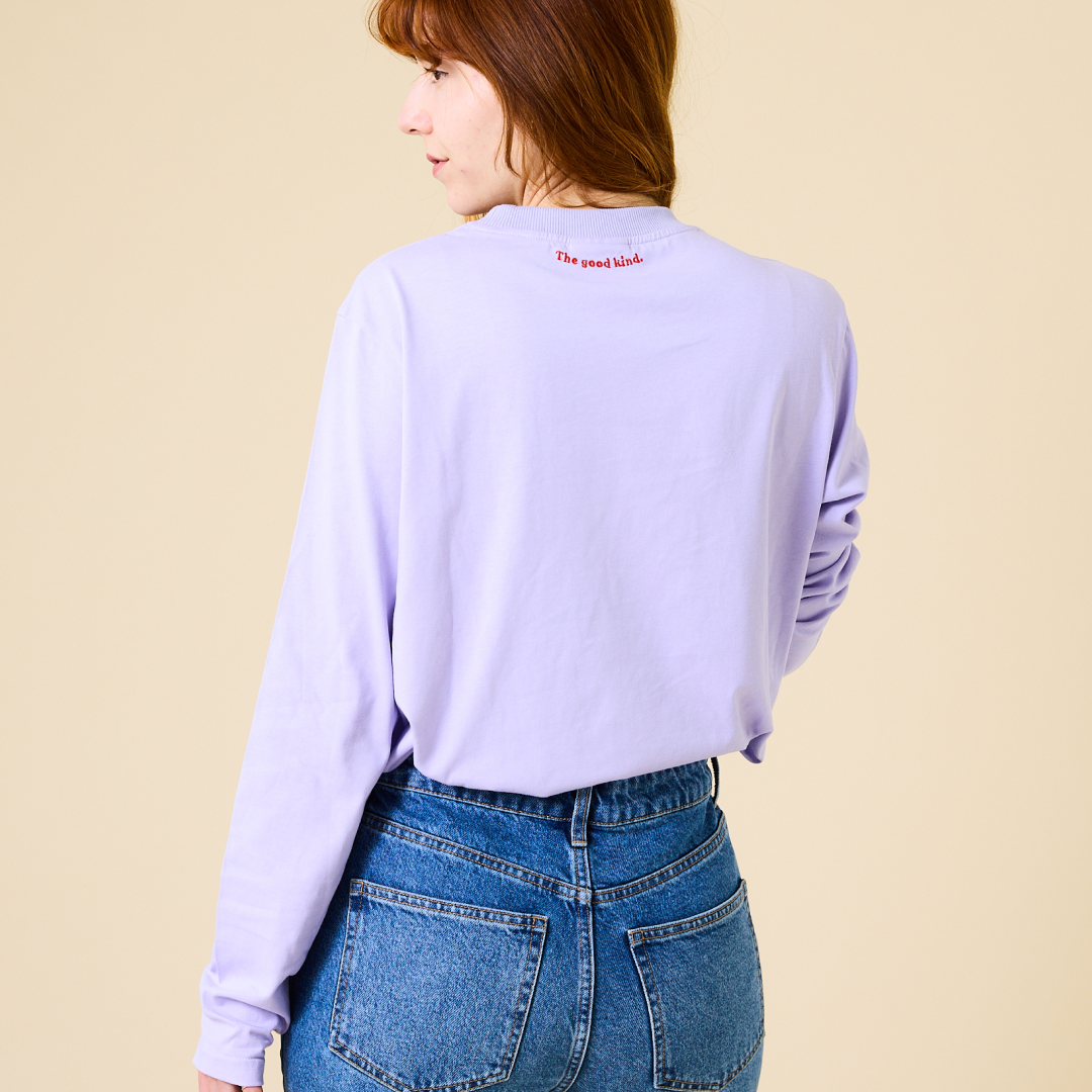Langarmshirt aus Bio-Baumwolle in Lila