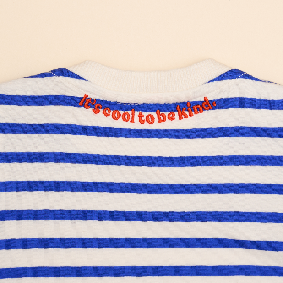 Baby Langarmshirt Gestreift aus Bio-Baumwolle in Königsblau/Off-White