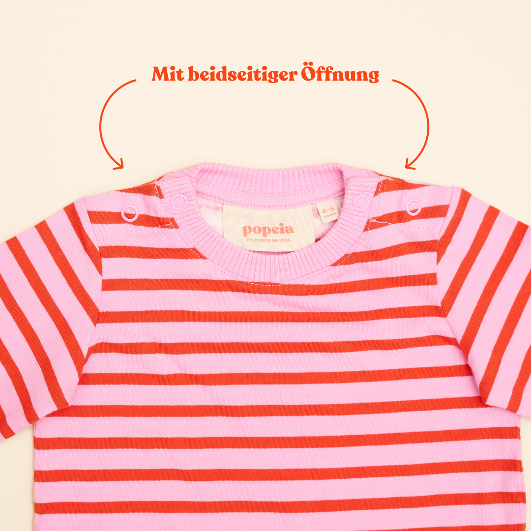 Baby Langarmshirt Gestreift aus Bio-Baumwolle in Pink/Rot