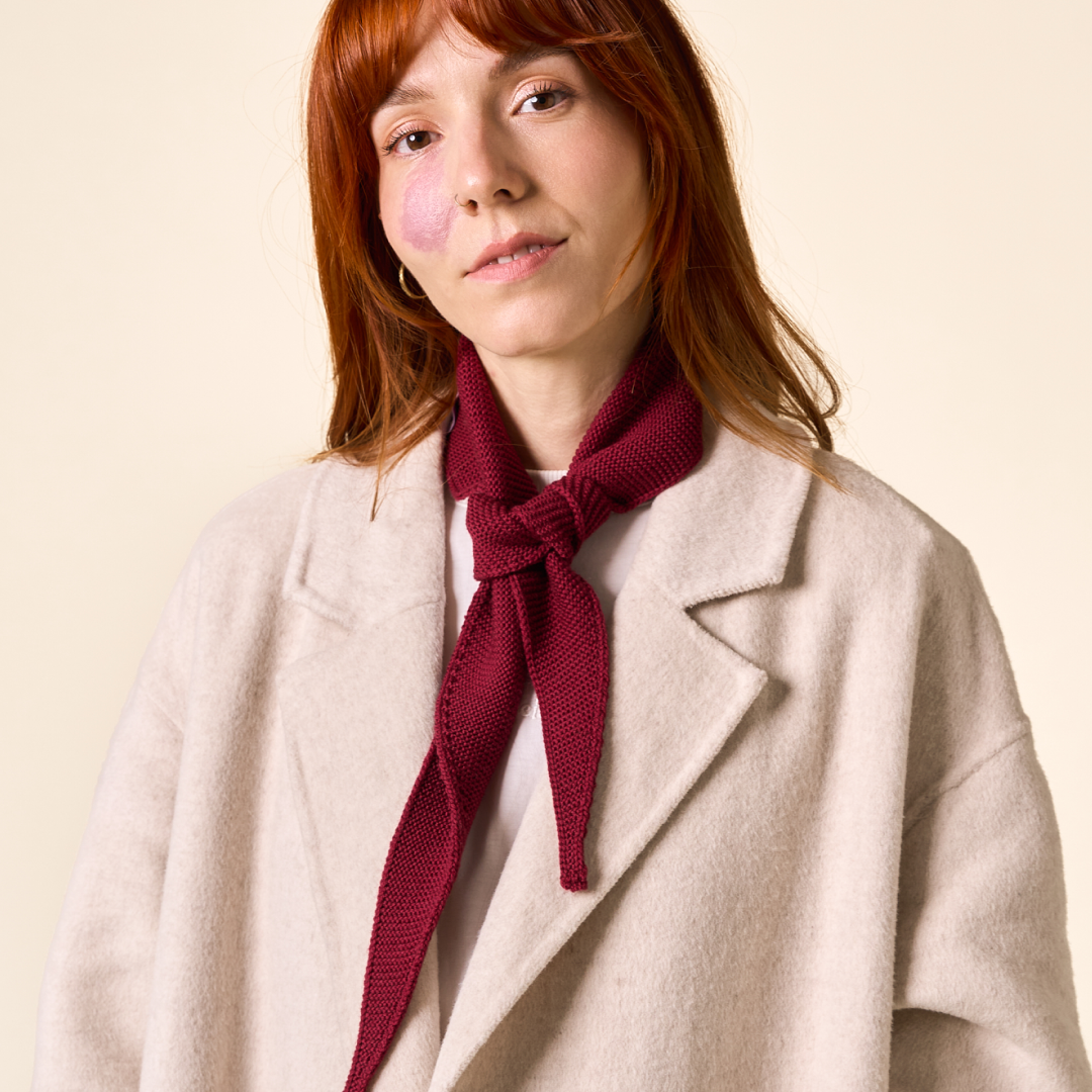 Merino Wool Mini Scarf in Bordeaux