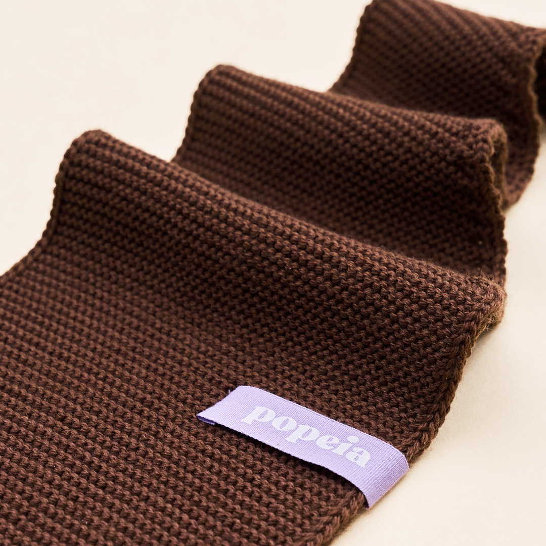 Merino Wool Mini Scarf in Dark Brown