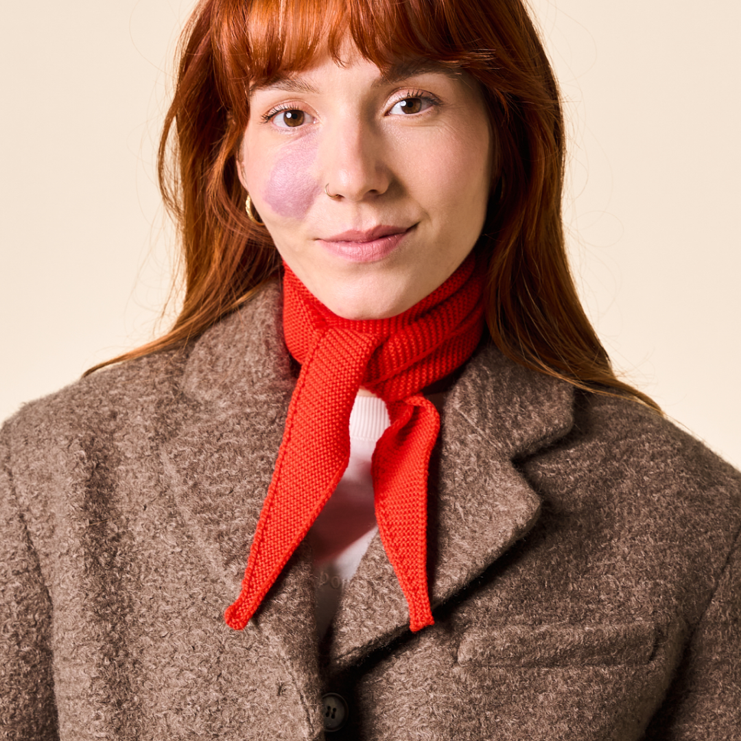 Merino Wool Mini Scarf in Red