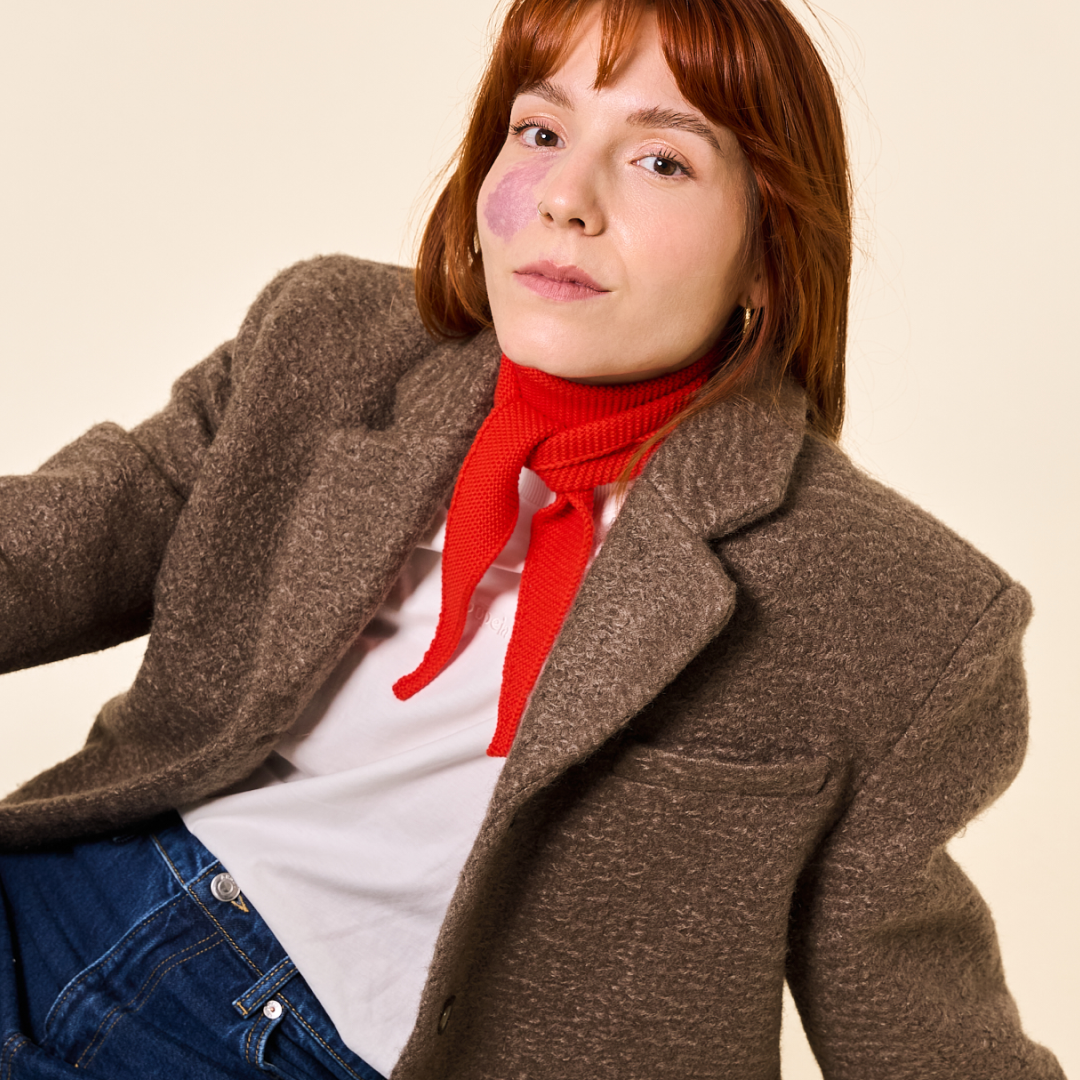 Merino Wool Mini Scarf in Red