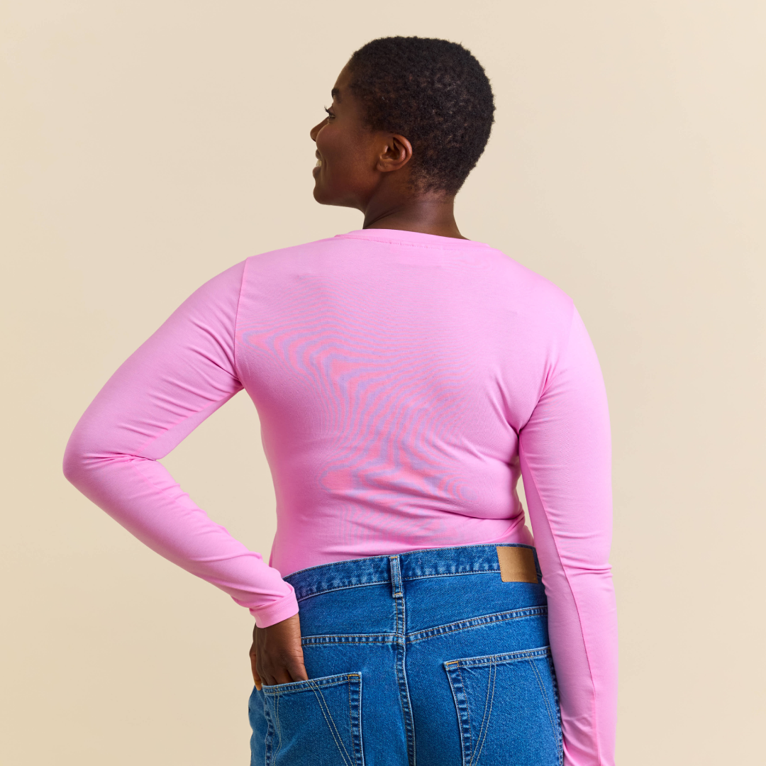 Tight Organic Cotton Long Sleeve Shirt in Pink
