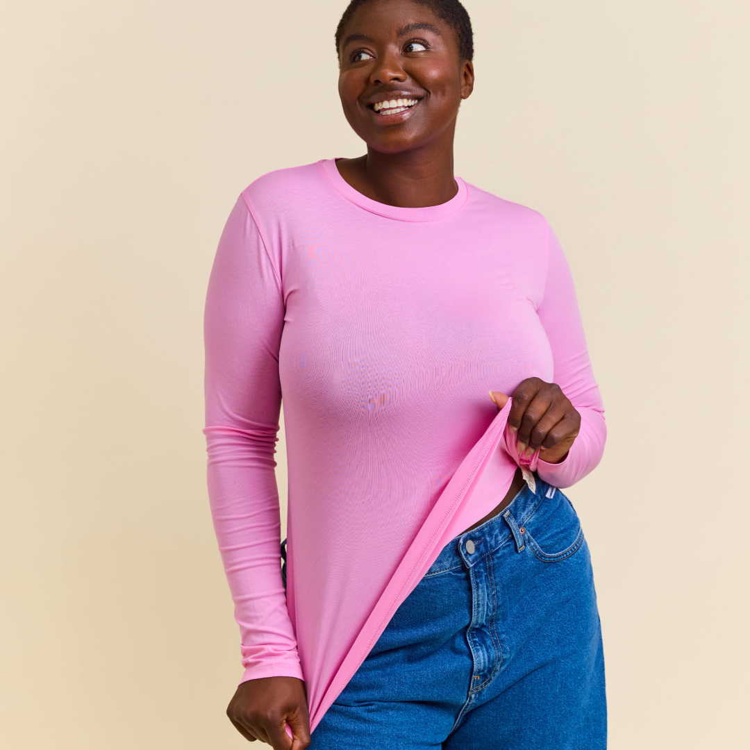 Tight Organic Cotton Long Sleeve Shirt in Pink